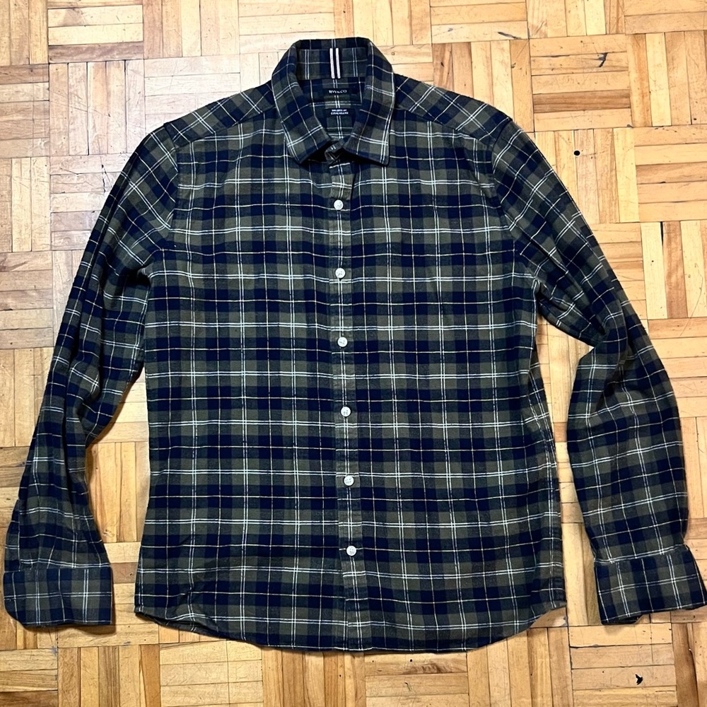 RW&CO. Men's Casual Plaid Shirt - Dark Blue and Olive